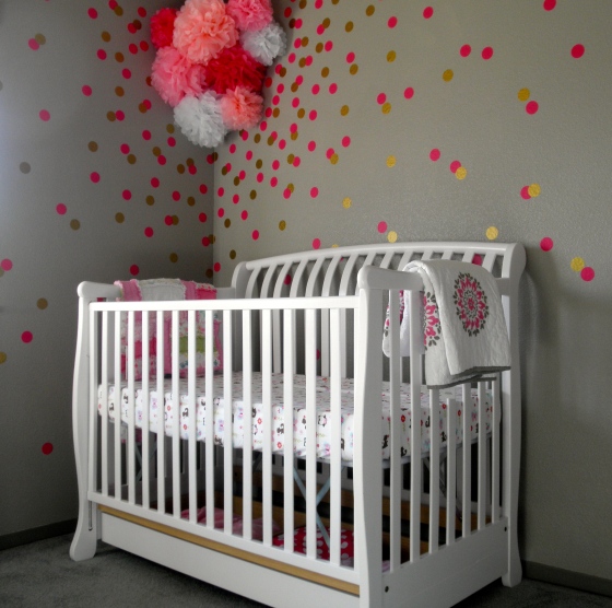 Baby Girl Nursery Pink Teal Gold Grey
